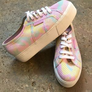 Pretty Pastel White Platform Superga Sneakers